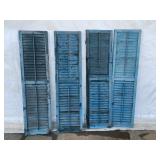 Four Blue Wooden Louvered Shutters