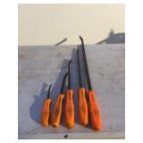 4 Pry Bars with Orange Handles