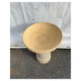 Ceramic Bird Bath With Striped Pedestal Base