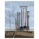 Garden Tools and Metal Plant Supports