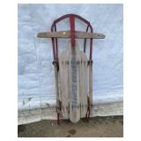 Western Clipper Wooden Sled With Red Metal Runners