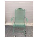 Green Metal Mesh Patio Armchair With Floral Motif