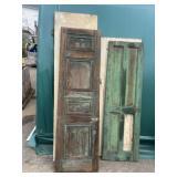 Three Weathered Wood Doors with Hardware