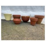 Ceramic and Clay Flower Pots, 6 Pieces
