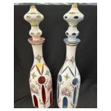 (2) Paint Decorated Stoppard Bottles
