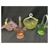 (4) Art Glass Baskets