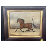 Oil on Board of Running Horse