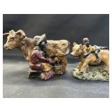 (2) Cast Metal Cow Figurines