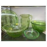 Asst. Green Depression Glassware