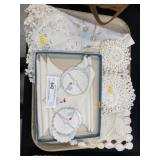 Crocheted Doilies w/ Embroidered Napkins