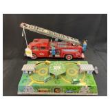 Tin Litho Fire Truck w/ Wind-Up Toy