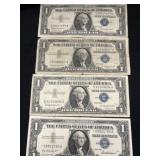 (4) US $1 Dollar Silver Certificates