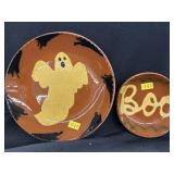 (2) Breininger Redware Halloween Plates