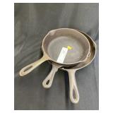 (3) Unmarked Cast Metal Frying Pans