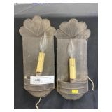 (2) Tin Electric Wall Sconces