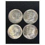 (4) Kennedy 1964 Silver Half Dollars