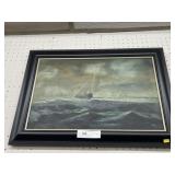 Unsigned Oil on Canvas of Boat