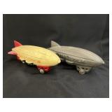 (2) Cast Metal Toy Zeppelins