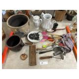 Ironstone, Dmgd. Crock & Kitchen Utensils