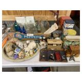 Bottles w/ Storage Tins & Figurines