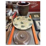 Damaged Redware w/ Storage Crock