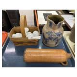 Salt Glazed Pitcher w/ Longaberger & Stoneware Btl