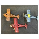 (3) Attributed Hubley Cast Metal Airplanes
