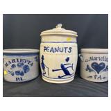 Peanut Canister w/ (2) Salt Glazed Crocks