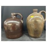 (2) Stoneware Storage Jugs