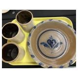 Rowe Pottery Bowl w/ Stoneware Canisters