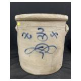 Blue Slip Decorated Storage Crock