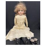 Antique German Porcelain & Cloth Bodied Doll