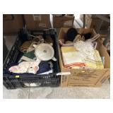 (2) Boxes Table Linens & Vintage Clothing