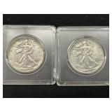 (2) Walking Liberty Silver Half Dollars
