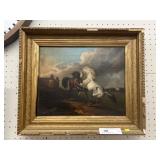 Unsigned Oil on Canvas of Horses