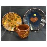 (3) Pcs. Foltz Redware Pottery