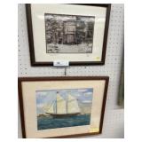 (2) Framed Prints w/ Watercolor