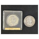 (2) Franklin Silver Half Dollars