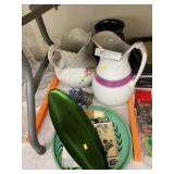 Porcelain PItchers w/ Serving Trays