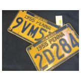 (2) 1955 PA License Plates