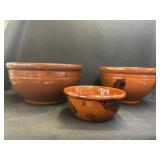 (3) Breininger Redware Bowls
