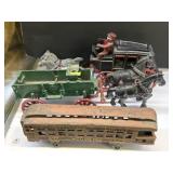 Cast Metal Carriages w/ Railroad Car
