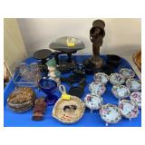 Porcelain Salts w/ Cast Iron Collectibles