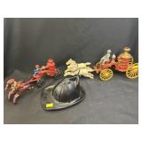 Cast Metal Fire Pumpers w/ Mini Helmet