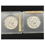(2) Franklin Silver Half Dollars