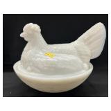Milk Glass Hen on Nest