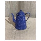 Blue Agateware Gooseneck Coffee Pot