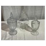 (3) Pattern Glass Canisters