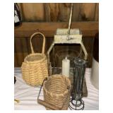 Candle Lantern w/ Vase & Woven Baskets