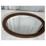Wood Oval Framed Mirror